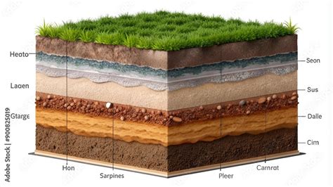 Soil Layers With Geological Ground Structure And Materials Outline