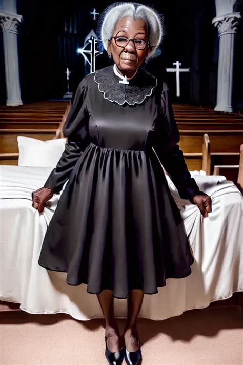 Dopamine Girl Old Black Granny In Church Dress Big Saggy Tits