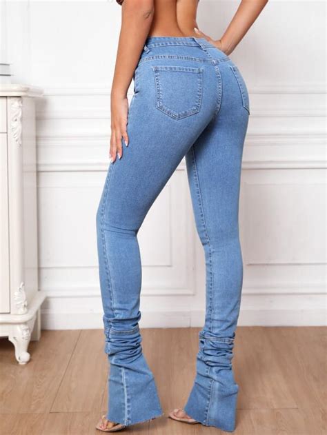 Shein Tall High Waist Stacked Jeans Shein Usa