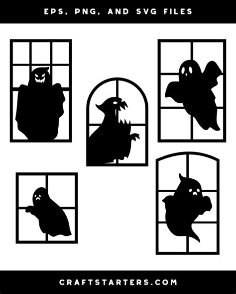 Ghost In Window Silhouette Clip Art