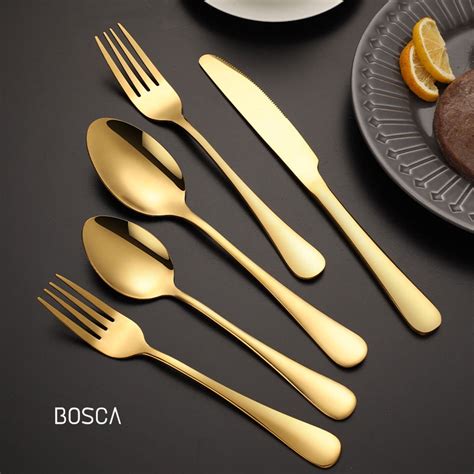 Jual Bosca Living Sendok Garpu Pisau Makan Gold Alat Makan Gold