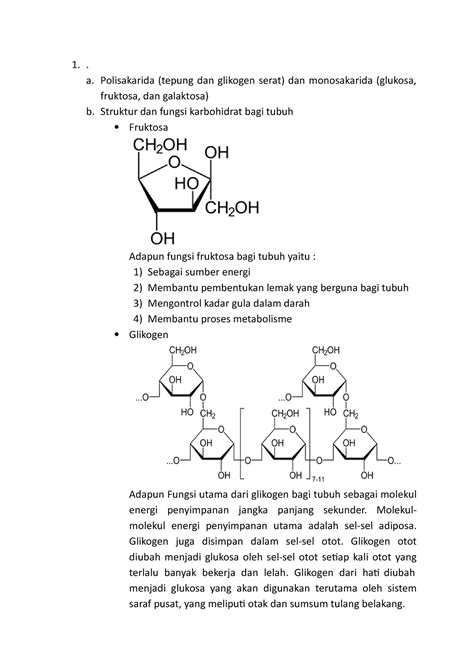 Biokimia Tugas 2 Essay 1 A Polisakarida Tepung Dan Glikogen