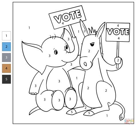 Color By Number Vote Coloring Page Free Printable Coloring Pages