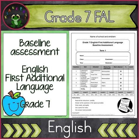 Grade 7 English First Additional Language Baseline Assessment Term 1 2022 Klankpret