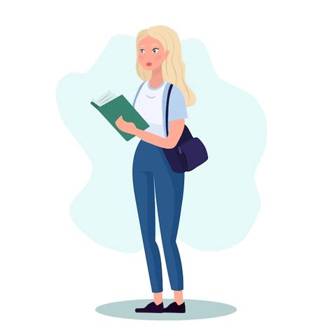 Concept Ducatif Jeune Femme Debout Avec Un Livre Illustration De