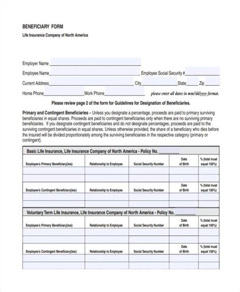 Beneficiary Designation Form Template