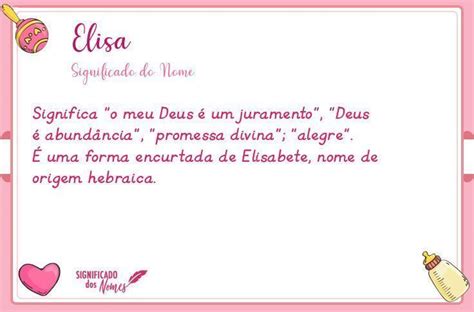 Significado do Nome Elisa para Bebê Significado dos Nomes