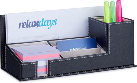 Relaxdays Pennenbakje Kunstleer Pennenhouder Bureau Organizer 7