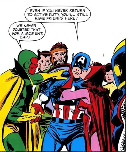 an image of a comic book page with captain america being hugged by the avengerss