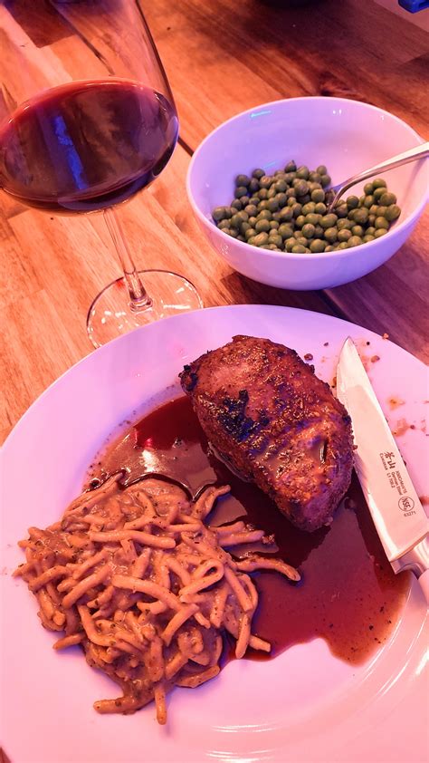 Pork Loin In A Balsamic Glaze With Spätzle And Petite Sirah Several