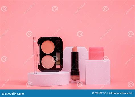 Beauty Background With Facial Cosmetic Products With Empty Copy Space Makeup Skin Care Concept