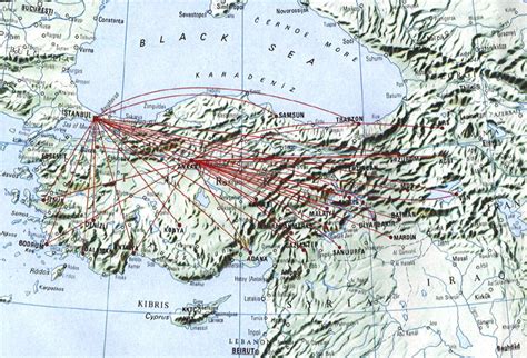 Turkish Airlines route map - domestic routes