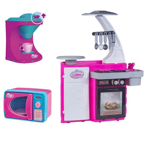 Kit Cozinha Infantil C Microondas Cafeteira Fogao Geladeira Shopee