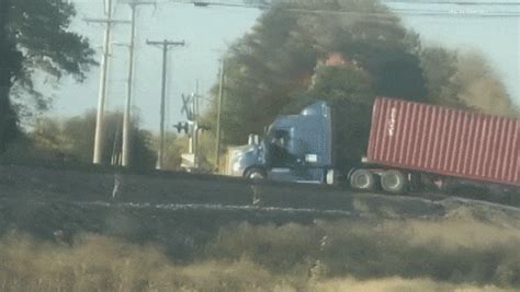 Watch A Freight Train Completely Destroy A Stuck Semi Truck In Indiana