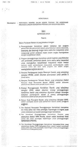 Permendagri No 42 Tentang Tkpk Provinsi Kabupaten Kota PDF