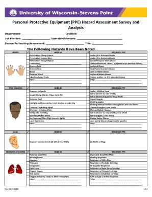 Fillable Online Personal Protective Equipment Ppe Hazard Assessment