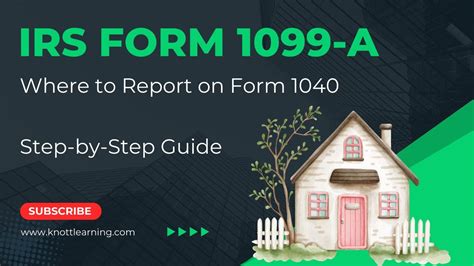 Irs Form 1099 A Explained Where To Report On Form 1040 Youtube