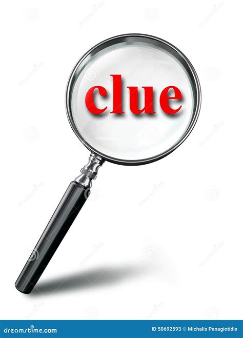 Clue Red Word Mystery Concept With Magnifying Glass Stock Illustration