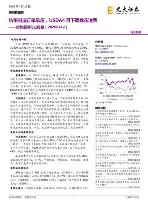 纺织服装行业周报：纺织制造订单承压，usda4月下调棉花消费