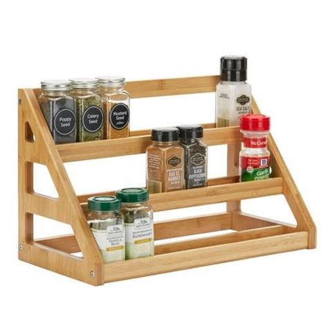 Tiered Bamboo Corner Shelf For Kitchen Or Countertop Organization