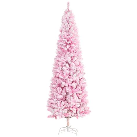 Free Shipping HOMCOM 7 5ft Tall Unlit Snow Flocked Artificial