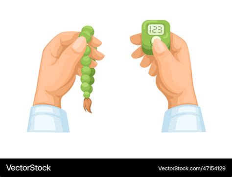 Muslim hand pray with tasbih and digital counter Vector Image