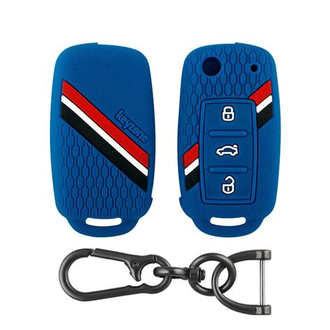 Keyzone Striped Silicone Key Cover And Keyring Compatible For Polo