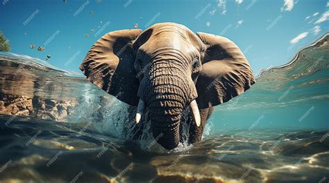 Premium AI Image | Swimming Elephant Underwater African Elephant in Action