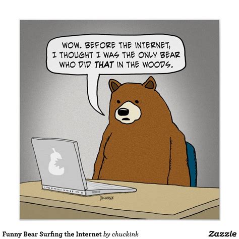 Funny Bear Surfing the Internet Poster | Zazzle