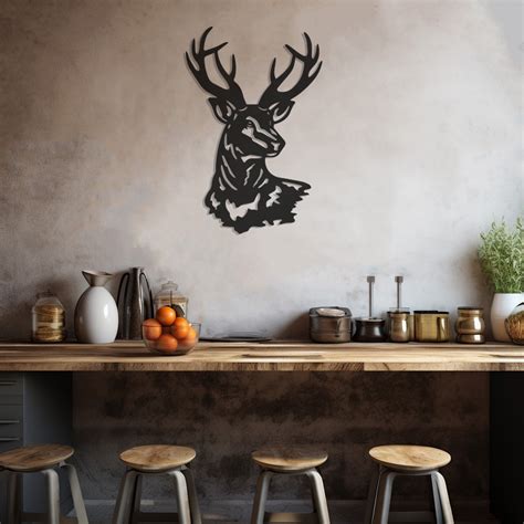 Lamodahome Exclusive Deer Head Metal Wall Decor Durable Artistic