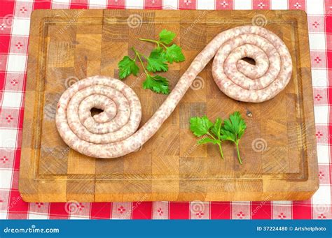 Spiral Shaped Sausages And Parsley Stock Photo Image Of Fattening