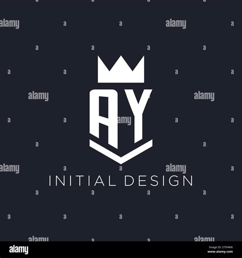 Ay Logo With Shield And Crown Initial Monogram Logo Design Ideas Stock