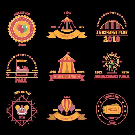 Amusement Park Emblems Set Vector Illustration 2391425 Vector Art at ...