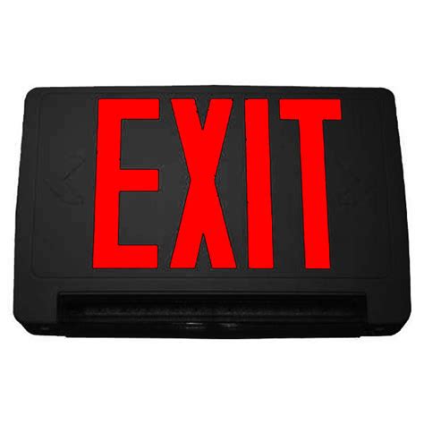 Led Combination Exit Sign Black Thermoplastic Red Letters