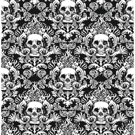 NuWallpaper Skulls Black Fieri Novelty Vinyl Peel and Stick Wallpaper ...