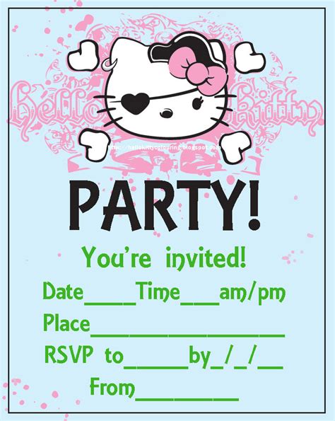 Free To Print Hello Kitty Party Invites