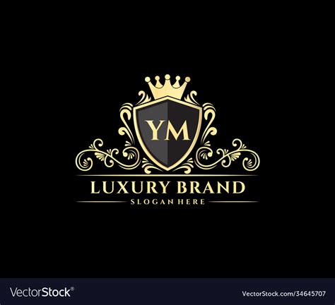 Ym Initial Letter Gold Calligraphic Feminine Vector Image