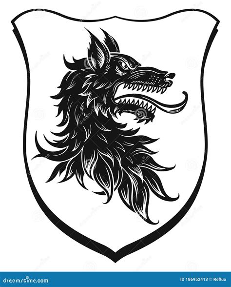 Black Head Of Heraldic Wolf Stock Vector Illustration Of Coat