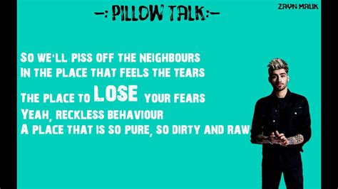 Zayn Malik Pillow Talk Song Lyrics Youtube