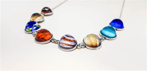 Planet Necklace Solar System Necklace Space Universe Etsy