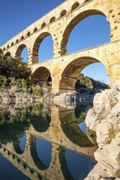 Pont Du Gard France Ancient Roman Aqueduct Stock Photo Image Of