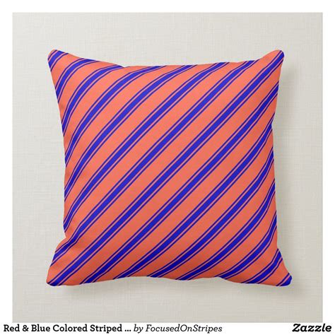 Red And Blue Colored Striped Pattern Throw Pillow Patterned Throw Pillows Decorative Throw