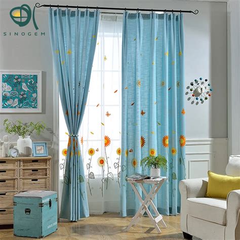 Sinogem Window Curtain Living Room Children Cartoon Blue Curtains ...