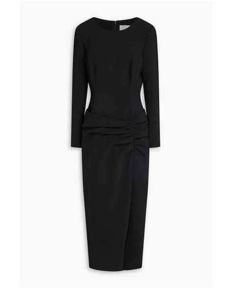 Carolina Herrera Ruched Crepe Midi Dress In Black Lyst