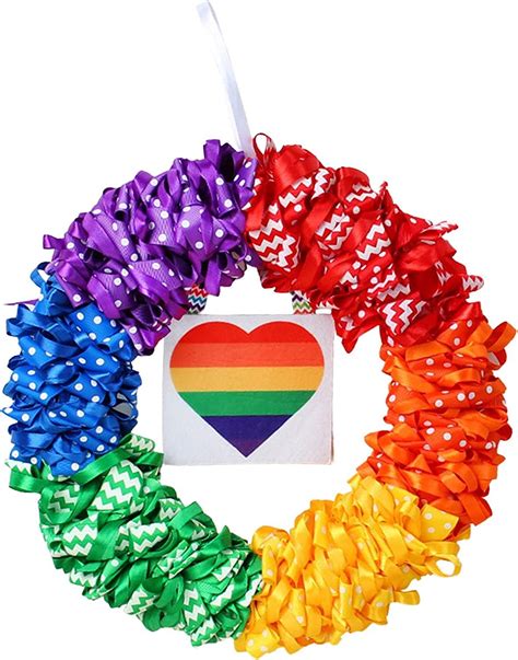 Jyfanse Lgbt Gay Pride Decorations Rainbow Wreath With