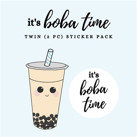 Milk Tea Boba Sticker Its Boba Time Twin Pack Etsy