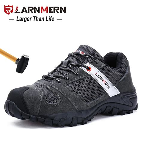 Larnmern Mens Steel Toe Work Safety Shoes Lightwieght Breathable Anti