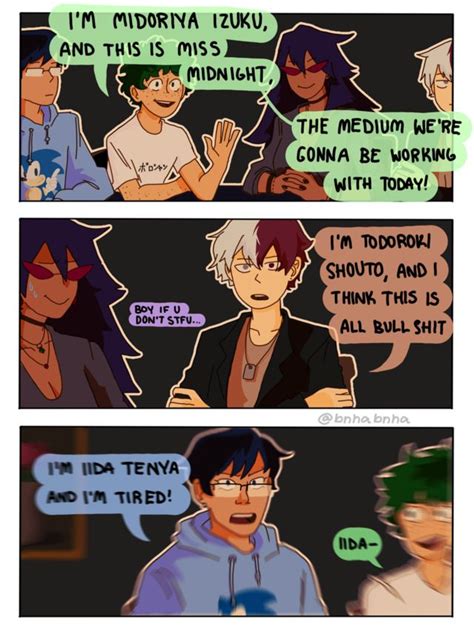 Iida Tenya Midoriya Izuku Shouto Todoroki And Ms Midnight Bnha