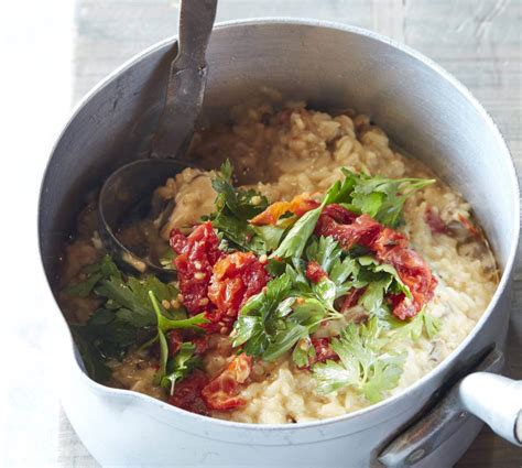 Four Mushroom Risotto With Parsley Salad And Sun Dried Tomatoes