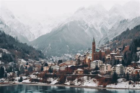 Winter scenery mountain town architecture. | Premium Photo - rawpixel